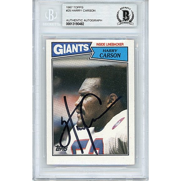 Harry Carson N.Y. Giants Signed 1987 Topps Football Card Beckett BAS Autographed - Picture 1 of 5